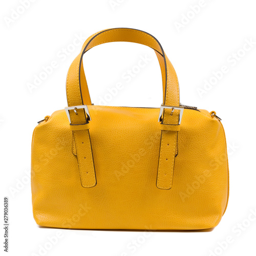 yellow woman handbag isolated on white background