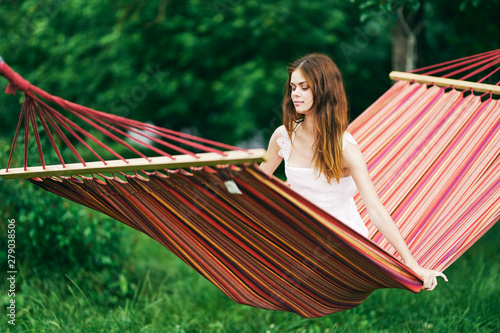 young woman in hammock