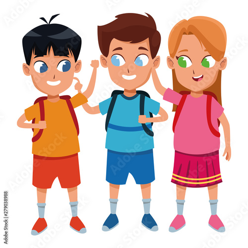 childhood cute school students cartoon