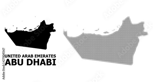 Vector Halftone Pattern and Solid Map of Abu Dhabi Emirate