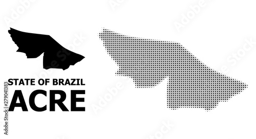 Vector Halftone Pattern and Solid Map of Acre State