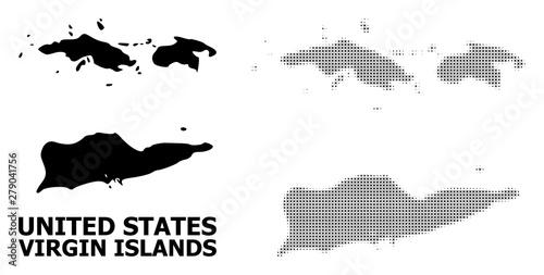 Vector Halftone Pattern and Solid Map of American Virgin Islands