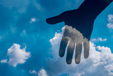 transparent hand in the cloud