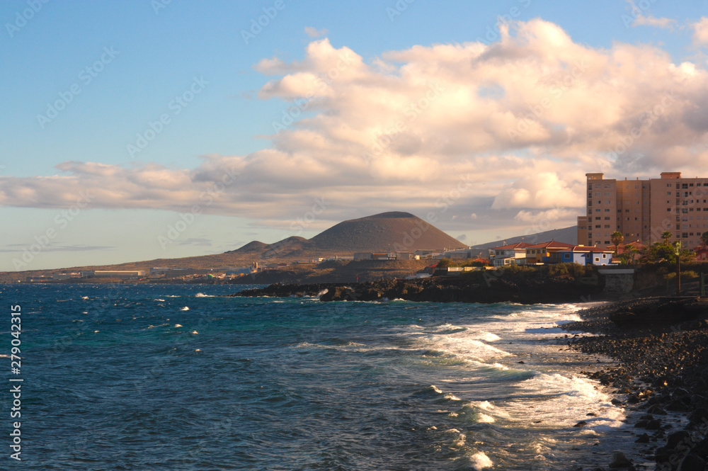 The Malpaís de Güimar nature reserve near the Caletillas beach, in Tenerife. Spain