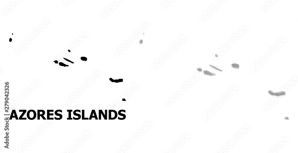 Vector Halftone Pattern and Solid Map of Azores Islands
