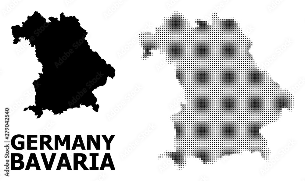 Obraz premium Vector Halftone Mosaic and Solid Map of Bavaria State