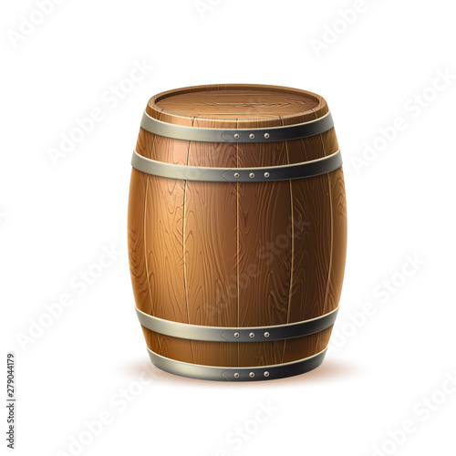 Vecot realistic 3d wooden keg, oak barrel brewery