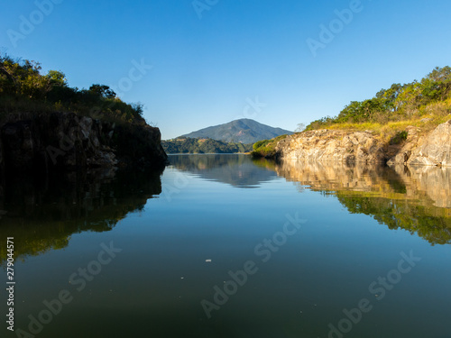 Jaguari dam seen from the water - canoeing