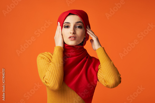 young woman listening to music photo