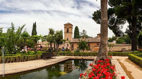 Panoramic sight of the Alhambra Palace in Granada  Andalusia, Spain.  May 23, 2019   