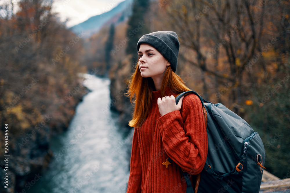 portrait of young woman in autumn park portrait of young woman in autumn park