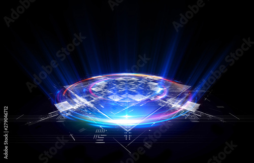 Empty podium. Disco panel. Rays view. Show magic party. Sports style. .Bright space. Stand square. Vivid stage. Exhibition space. Core..Demo place. 3d render. Glint check scene. Glare bright blocks. © rybindmitriy