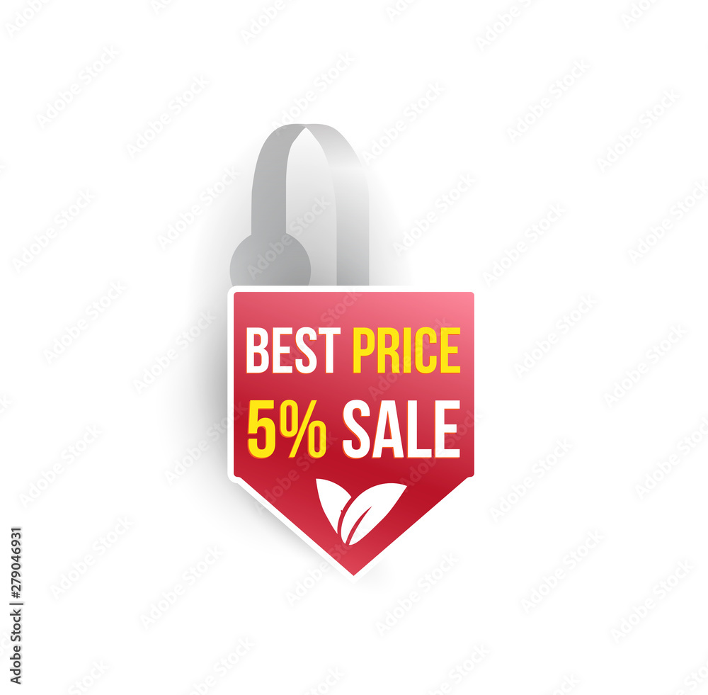 Vector red arrow shape wobbler mockup with transparent strip isolated on white background. Sale message template for your hanging shelf tag design. Vector red arrow shape wobbler mockup with transparent strip isolated on white background. Sale message template for your hanging shelf tag design.