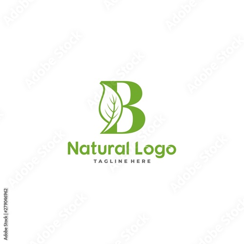 Letter B With Leaf Logo. Green leaf logo icon vector design. Landscape design, garden, Plant, nature and ecology vector. Ecology Happy life Logotype concept icon. Editable file.