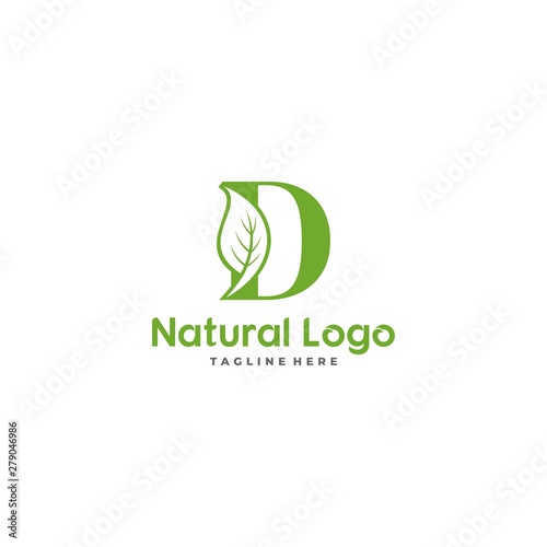 Letter D With Leaf Logo. Green leaf logo icon vector design. Landscape design, garden, Plant, nature and ecology vector. Ecology Happy life Logotype concept icon. Editable file.
