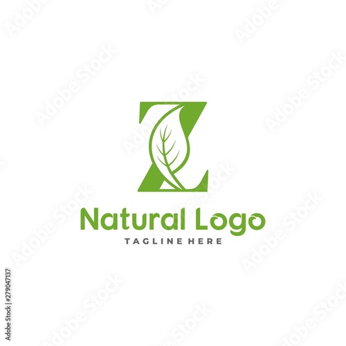 Letter Z With Leaf Logo. Green leaf logo icon vector design. Landscape design, garden, Plant, nature and ecology vector. Ecology Happy life Logotype concept icon. Editable file.