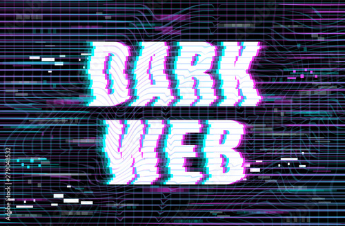 The word 'Dark web' on a glitch background. Unique Design Abstract Digital Pixel Noise Glitch Error Video Damage