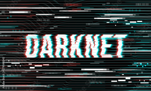 The word Dark net in a distorted glitch style on a black background. Creative Design Abstract Digital Pixel Noise Glitch Error Video Damage. Vector illustration.