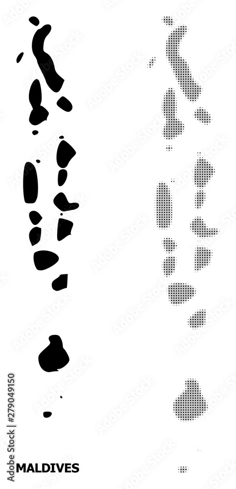 Vector Halftone Pattern and Solid Map of Maldives Vector Halftone Pattern and Solid Map of Maldives