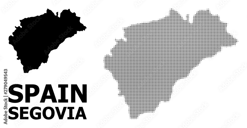 Vector Halftone Mosaic and Solid Map of Segovia Province