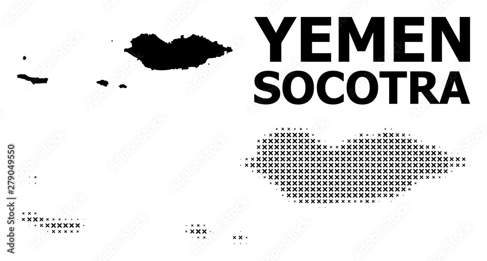 Vector Halftone Pattern and Solid Map of Socotra Archipelago Vector Halftone Pattern and Solid Map of Socotra Archipelago