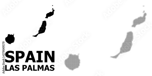 Vector Halftone Pattern and Solid Map of Las Palmas Province