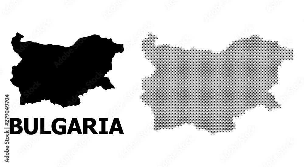 Vector Halftone Pattern and Solid Map of Bulgaria