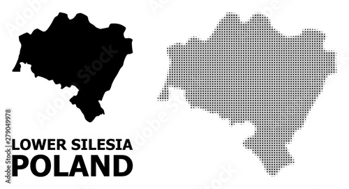 Obraz na płótnie Vector Halftone Pattern and Solid Map of Lower Silesia Province