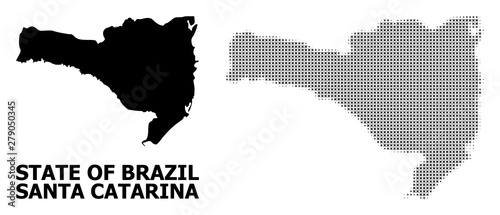 Vector Halftone Pattern and Solid Map of Santa Catarina State