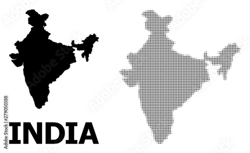 Vector Halftone Pattern and Solid Map of India photo