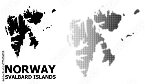 Vector Halftone Mosaic and Solid Map of Svalbard Islands