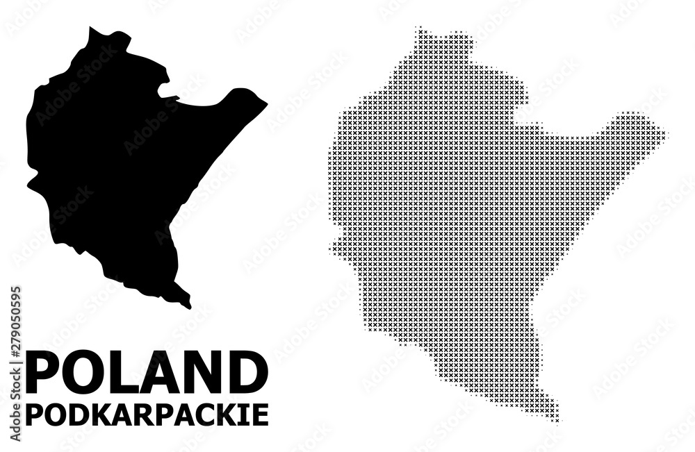 Vector Halftone Pattern and Solid Map of Podkarpackie Province Vector Halftone Pattern and Solid Map of Podkarpackie Province