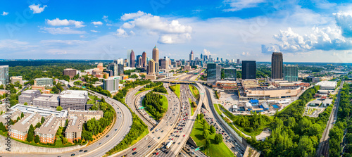 Quadro em tela Atlanta, Georgia, USA Downtown Skyline Aerial Panorama