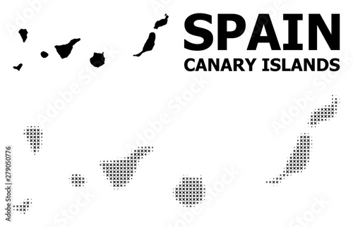 Vector Halftone Mosaic and Solid Map of Canary Islands