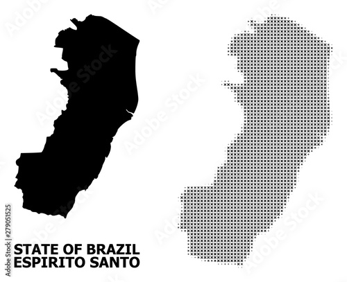 Vector Halftone Mosaic and Solid Map of Espirito Santo State