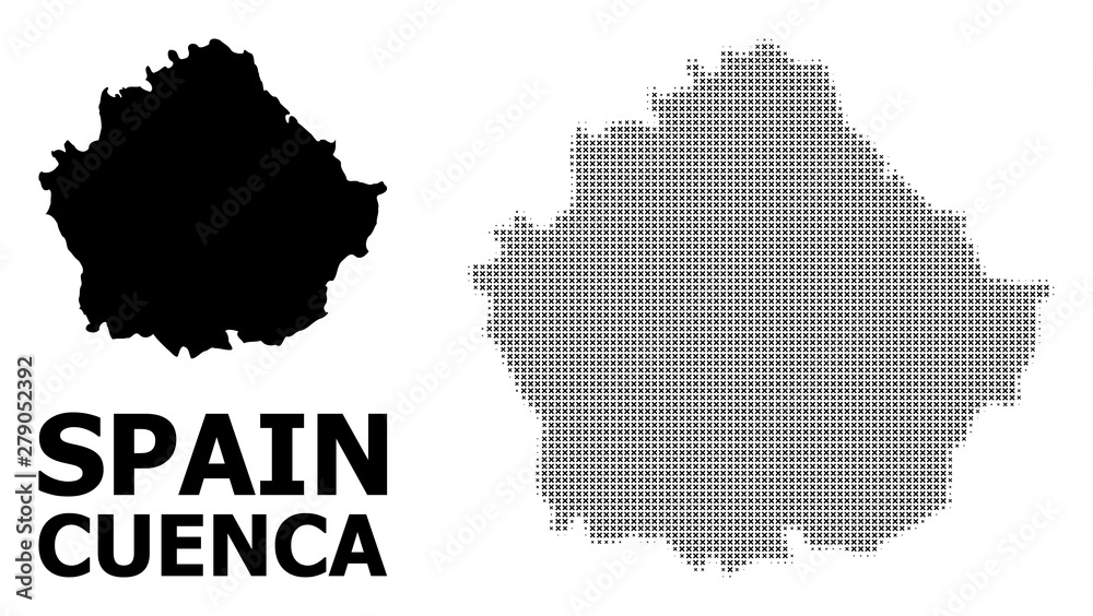 Vector Halftone Mosaic and Solid Map of Cuenca Province Vector Halftone Mosaic and Solid Map of Cuenca Province
