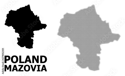 Vector Halftone Mosaic and Solid Map of Mazovia Province