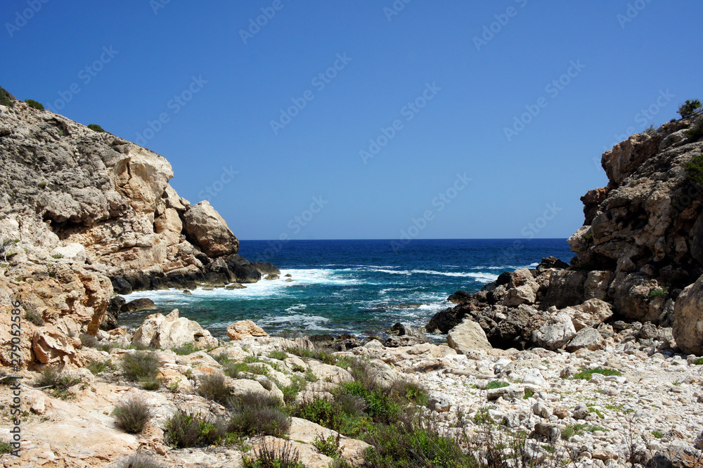 Remote bay of the north of Ibiza.Balearic Islands.Spain.