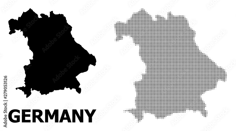 Vector Halftone Pattern and Solid Map of Germany