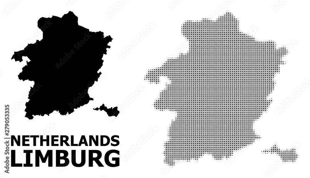 Vector Halftone Pattern and Solid Map of Limburg Province