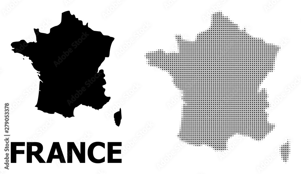 Vector Halftone Pattern and Solid Map of France