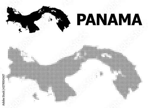Vector Halftone Pattern and Solid Map of Panama