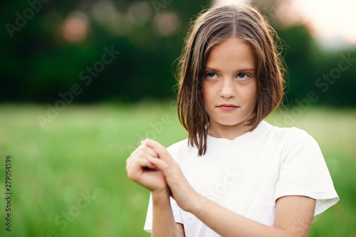 Wallpaper Mural young smiling woman with perfect skin on face looking at camera Torontodigital.ca