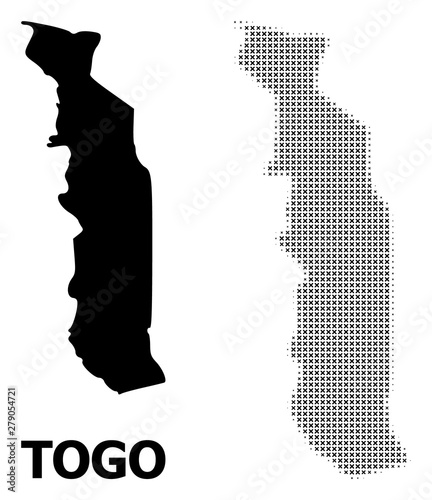 Vector Halftone Mosaic and Solid Map of Togo