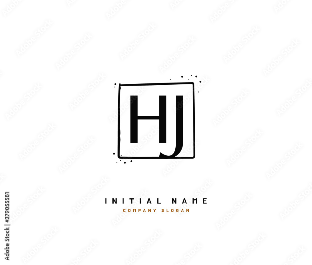 Obraz premium H J HJ Beauty vector initial logo, handwriting logo of initial signature, wedding, fashion, jewerly, boutique, floral and botanical with creative template for any company or business.