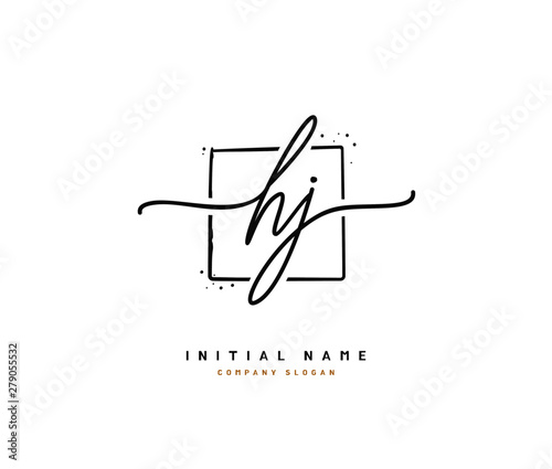 H J HJ Beauty vector initial logo, handwriting logo of initial signature, wedding, fashion, jewerly, boutique, floral and botanical with creative template for any company or business.