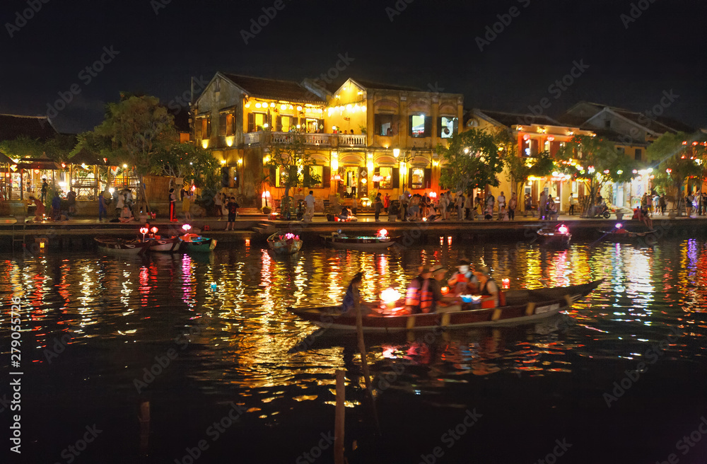 Night Boat Ride at Ancient Town of Hoi An, Vietnam 