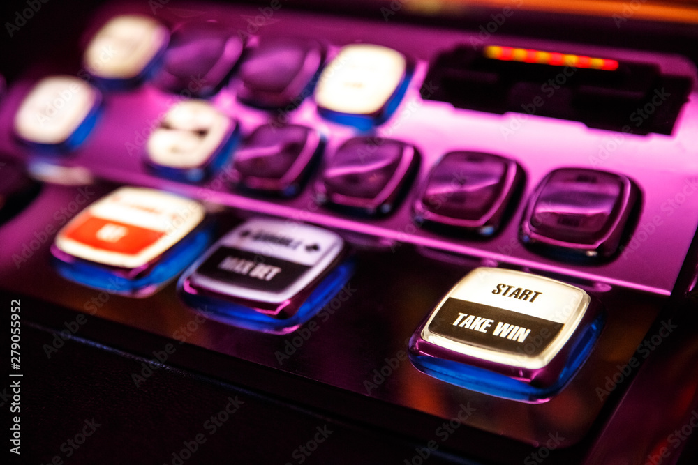 Obraz premium Casino. Gaming machine buttons. Inscriptions in English.