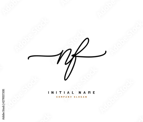 N F NF Beauty vector initial logo, handwriting logo of initial signature, wedding, fashion, jewerly, boutique, floral and botanical with creative template for any company or business.