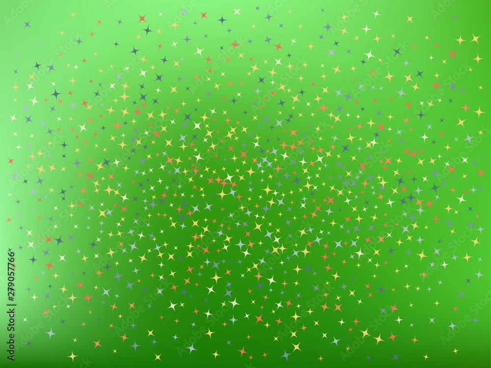 Lime color background. Stars confetti. 